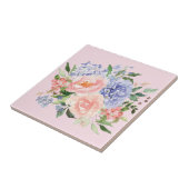 Waterverf Blauw Roze Hydrangea Peony Spring Floral Tegeltje (Zijkant)