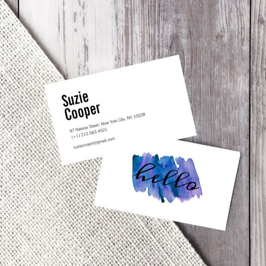 Waterverf Blauw roze Modern Visitekaartje