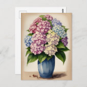 Waterverf Blauw Roze Paarse Hydrangea Flower Briefkaart (Voorkant / Achterkant)