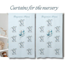 Waterverf Blauw Schattige Olifant Baby Boy Room