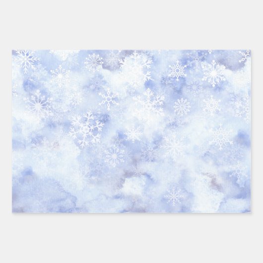Waterverf blauw Snowflake Inpakpapier Vel (Voorkant 2)