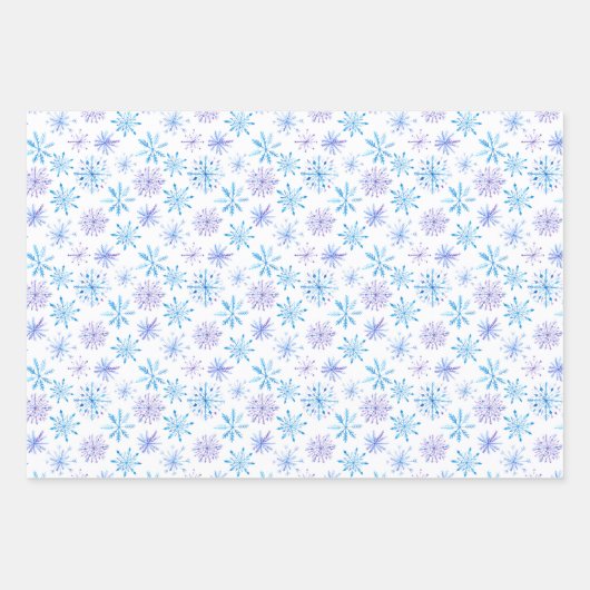 Waterverf blauw Snowflake Inpakpapier Vel (Voorkant)