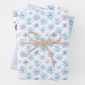 Waterverf blauw Snowflake Inpakpapier Vel (In situ)