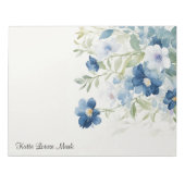 Waterverf blauw Spring Flowers Gepersonaliseerd Notitieblok (Voorkant)