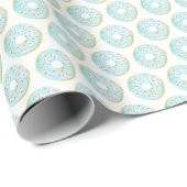 Waterverf Blauw Sprinkle Donuts Patroon Cadeaupapier (Rol Hoek)