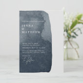 waterverf Blauw Staal Was Modern Bruiloft Kaart (Staand voorkant)