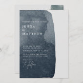 waterverf Blauw Staal Was Modern Bruiloft Kaart (Voorkant / Achterkant)