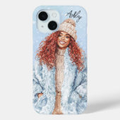 Waterverf Blauw Stijlvolle Winter Chic Gepersonali Case-Mate iPhone Case (Achterkant)
