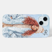 Waterverf Blauw Stijlvolle Winter Chic Gepersonali Case-Mate iPhone Case (Achterkant (horizontaal))