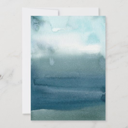 Waterverf blauw strandhuwelijk save the date (Achterkant)