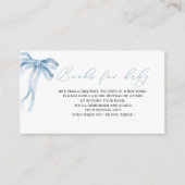 Waterverf blauw strikje baby shower boeken voor B Informatiekaartje (Voorkant)