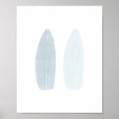 Waterverf blauw surfplank poster (Voorkant)