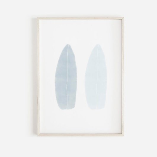 Waterverf blauw surfplank poster