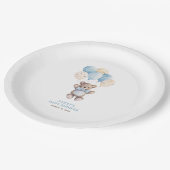 Waterverf Blauw Teddy Bear Boy Baby shower Papieren Bordje (Gekanteld)