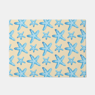Waterverf blauw tongpatroon deurmat