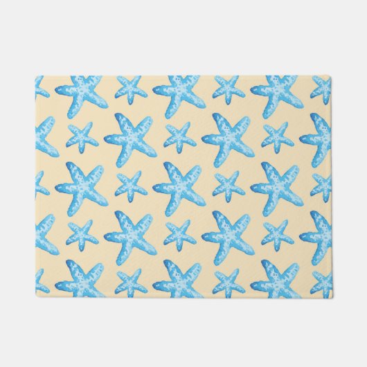 Waterverf blauw tongpatroon deurmat (Voorkant)