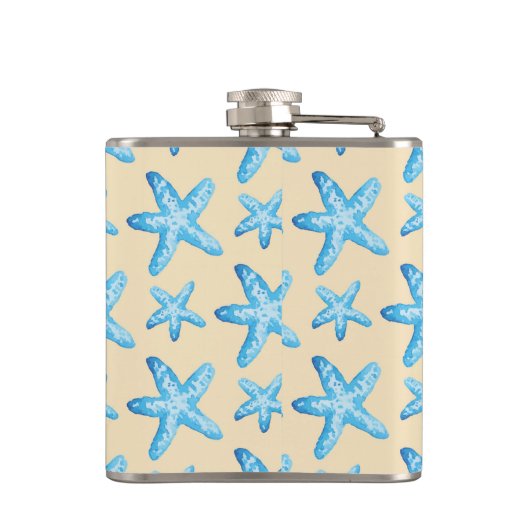 Waterverf blauw tongpatroon heupfles (Achterkant)