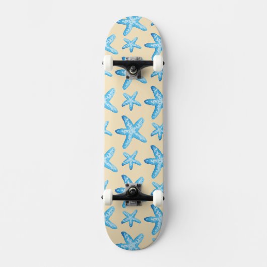 Waterverf blauw tongpatroon skateboard (Voorkant)