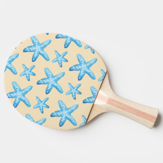 Waterverf blauw tongpatroon tafeltennisbatje (Zijkant)