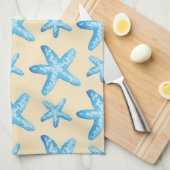 Waterverf blauw tongpatroon theedoek (Quarter Fold)