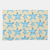 Waterverf blauw tongpatroon theedoek (Horizontaal)