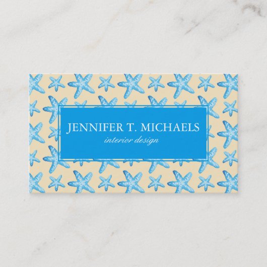 Waterverf blauw tongpatroon visitekaartje (Voorkant)