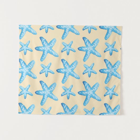 Waterverf blauw tongpatroon wandkleed (Voorkant (horizontaal))