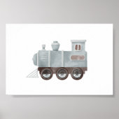 Waterverf  blauw trein kwekerij poster (Voorkant)