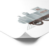 Waterverf  blauw trein kwekerij poster (Hoek)