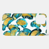 Waterverf blauw, turkoois, gouden kunst. Case-Mate iPhone case (Achterkant (horizontaal))