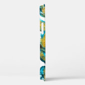 Waterverf blauw, turkoois, gouden kunst. Case-Mate iPhone case (Achterkant / Rechts)