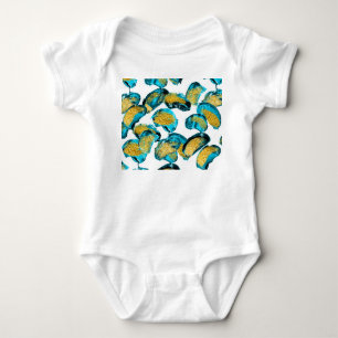 Waterverf blauw, turkoois, gouden kunst. romper