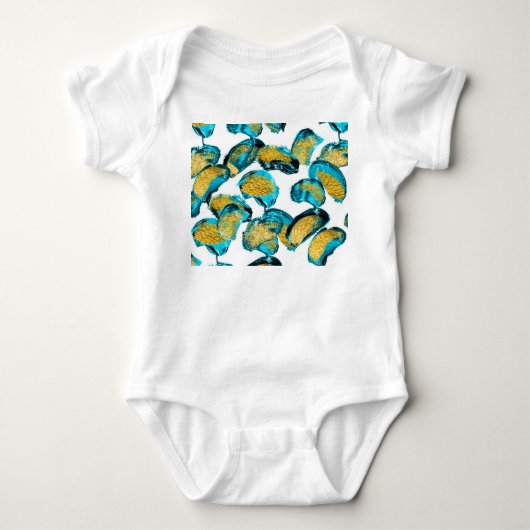 Waterverf blauw, turkoois, gouden kunst. romper (Voorkant)