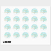 Waterverf Blauw Turquoise Goud Glitter Kerst Ronde Sticker (Vel)