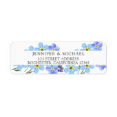 Waterverf blauw vergeet me niet bloemenretour etiket (Voorkant)