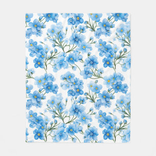 Waterverf blauw Vergeet me niet bloemmotief Fleece Deken