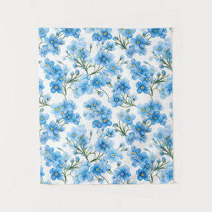 Waterverf blauw Vergeet me niet bloemmotief Wandkleed