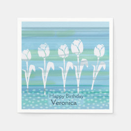 Waterverf Blauw Verjaardag Kinder Tulp Papier Serv Servet