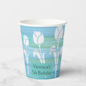 Waterverf Blauw Verjaardag Kinder Tulp Papieren be Papieren Bekers (Voorkant)