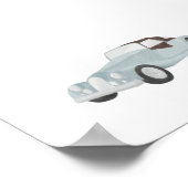 Waterverf blauw vintage auto poster (Hoek)