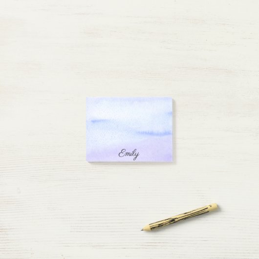 Waterverf Blauw Violet Naam  toevoegen Post-it® Notes (Op bureau)