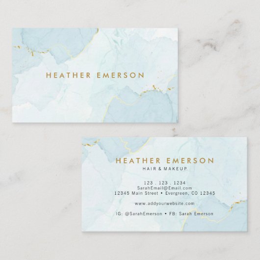 Waterverf blauw visitekaartje (Voorkant / Achterkant)