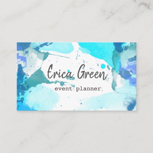Waterverf blauw visitekaartje (Voorkant)