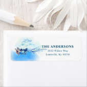 Waterverf  blauw vliegtuig wolken etiket (Insitu)