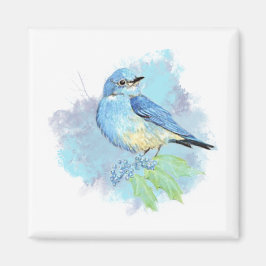 Waterverf Blauw Vogeltje Mooie Blauwe Tuinvogel Ku Magneet