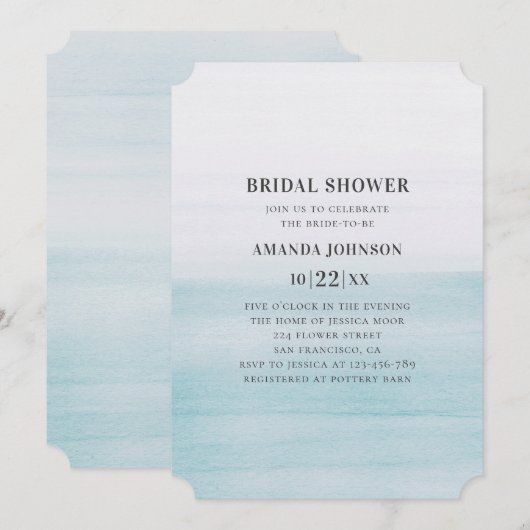 Waterverf blauw vrijgezellenfeest. Nautische bruil Kaart (Voorkant / Achterkant)