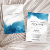 Waterverf Blauw Was Trouw Uitnodiging