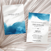 Waterverf blauw was uitnodiging voor een bruiloft