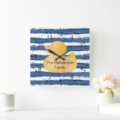 Waterverf Blauw Water Geel Rubber Duck Vierkante Klok (Huis)