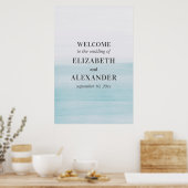 Waterverf blauw welkomstteken. Nautisch huwelijk Poster (Keuken)